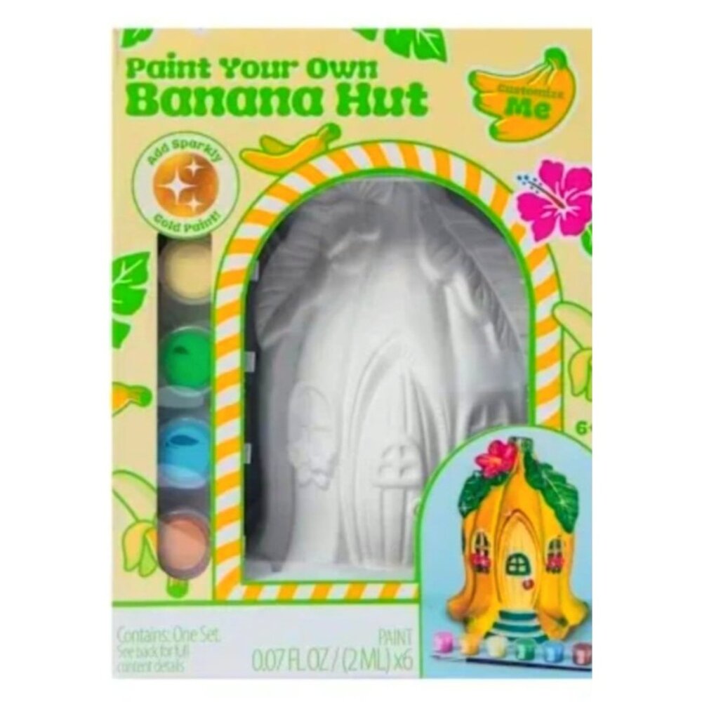 Paint Your Own Banana Hut DIY Craft Kit Paints Brush Ages 6+●SH